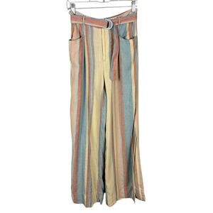 Anthropologie Beachy Linen Blend Wide Leg Pants 2 S